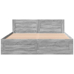 Bed Frame with Headboard Grey Sonoma 150x200 cm King Size Engineered Wood