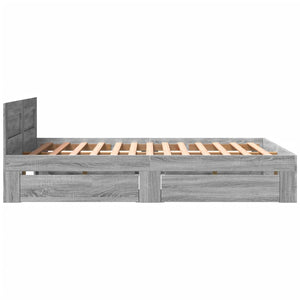 Bed Frame with Headboard Grey Sonoma 150x200 cm King Size Engineered Wood