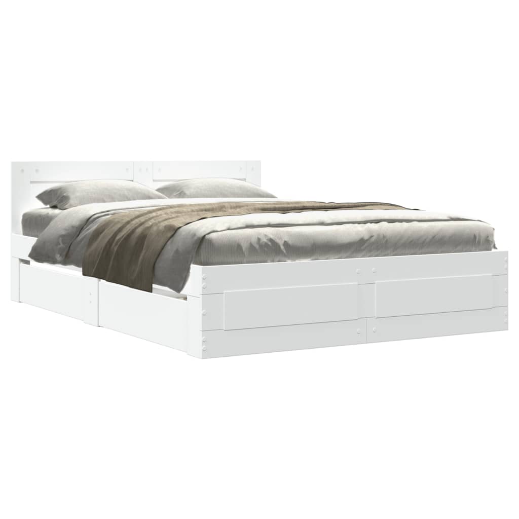 Bed Frame with Headboard without Mattress White 140x200 cm