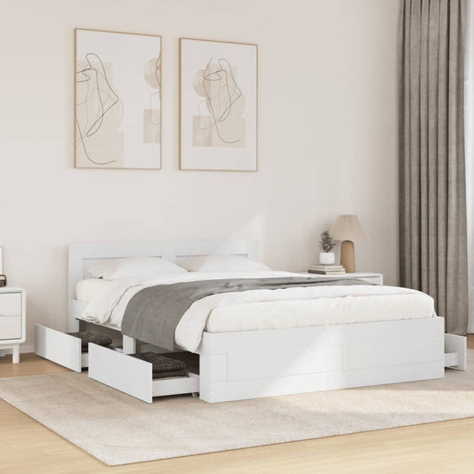Bed Frame with Headboard without Mattress White 140x200 cm