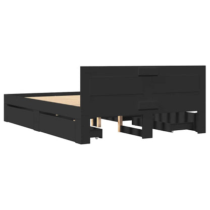 Bed Frame with Headboard without Mattress Black 140x200 cm