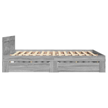 Bed Frame with Headboard without Mattress Grey Sonoma 140x200 cm