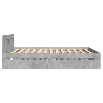 Bed Frame with Headboard without Mattress Concrete Grey 120x200 cm