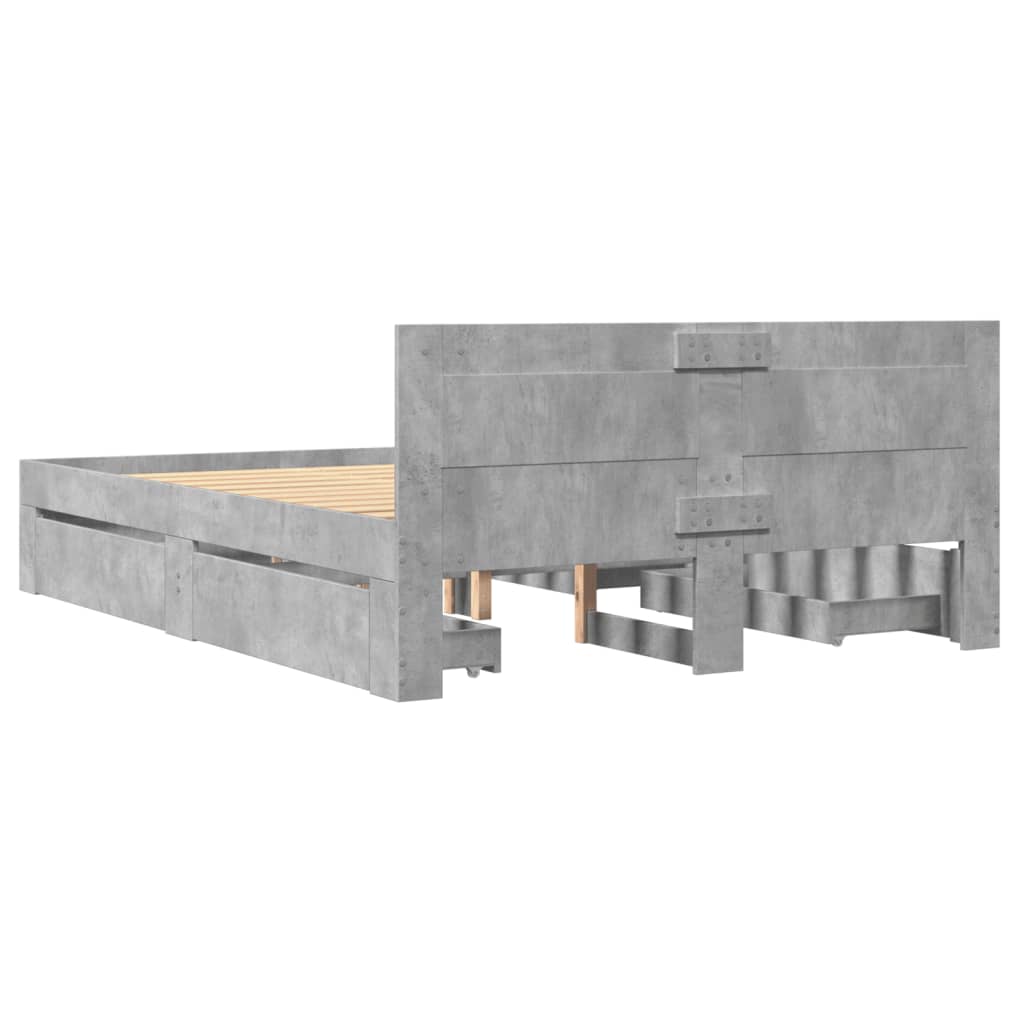 Bed Frame with Headboard without Mattress Concrete Grey 120x200 cm