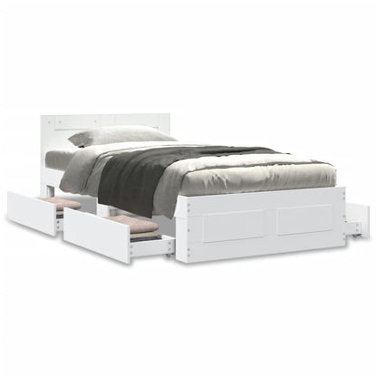 Bed Frame with Headboard without Mattress White 100x200 cm