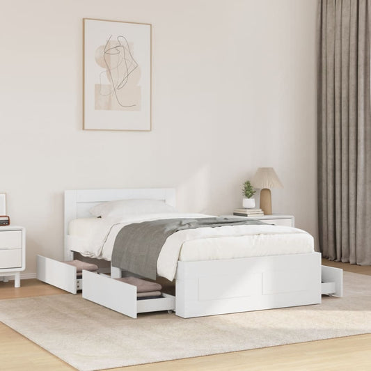 Bed Frame with Headboard without Mattress White 100x200 cm