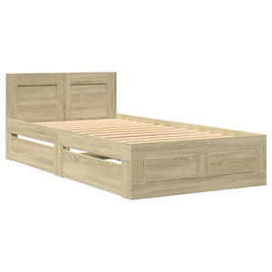 Bed Frame with Headboard Sonoma Oak 90x200 cm Engineered Wood