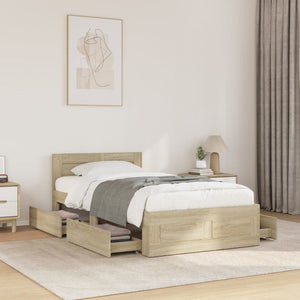 Bed Frame with Headboard Sonoma Oak 90x200 cm Engineered Wood