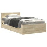 Bed Frame with Headboard Sonoma Oak 90x200 cm Engineered Wood