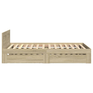 Bed Frame with Headboard Sonoma Oak 90x200 cm Engineered Wood