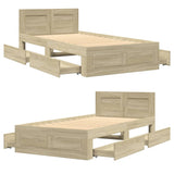 Bed Frame with Headboard Sonoma Oak 90x200 cm Engineered Wood