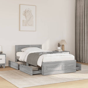 Bed Frame with Headboard Grey Sonoma 90x200 cm Engineered Wood