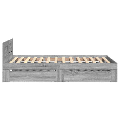 Bed Frame with Headboard without Mattress Grey Sonoma 90x200 cm