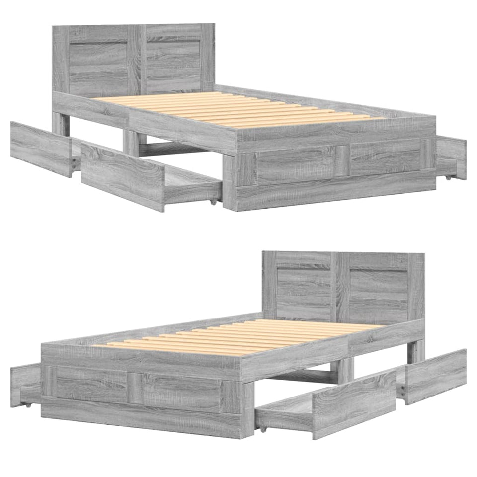 Bed Frame with Headboard Grey Sonoma 90x200 cm Engineered Wood