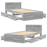 Bed Frame with Headboard Grey Sonoma 90x200 cm Engineered Wood