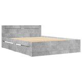 Bed Frame with Headboard Concrete Grey 140x190 cm Engineered Wood