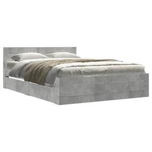 Bed Frame with Headboard Concrete Grey 140x190 cm Engineered Wood