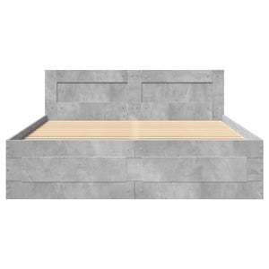 Bed Frame with Headboard Concrete Grey 140x190 cm Engineered Wood