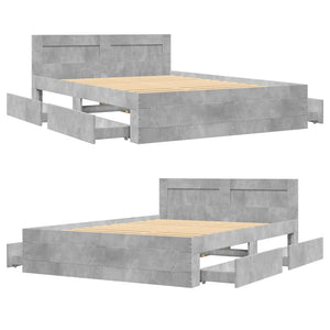 Bed Frame with Headboard Concrete Grey 140x190 cm Engineered Wood