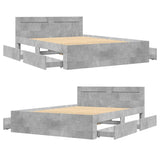 Bed Frame with Headboard Concrete Grey 140x190 cm Engineered Wood