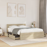 Bed Frame with Headboard Sonoma Oak 135x190 cm Engineered Wood