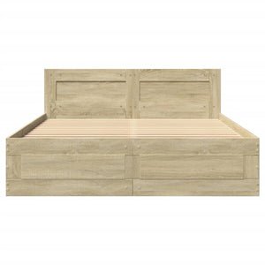 Bed Frame with Headboard Sonoma Oak 135x190 cm Engineered Wood