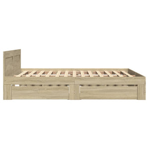 Bed Frame with Headboard Sonoma Oak 135x190 cm Engineered Wood