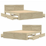 Bed Frame with Headboard Sonoma Oak 135x190 cm Engineered Wood