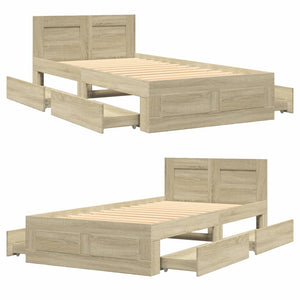 Bed Frame with Headboard Sonoma Oak 75x190 cm Small Single Engineered Wood