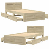 Bed Frame with Headboard Sonoma Oak 75x190 cm Small Single Engineered Wood