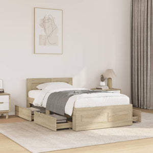 Bed Frame with Headboard Sonoma Oak 75x190 cm Small Single Engineered Wood