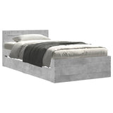 Bed Frame with Headboard Concrete Grey 75x190 cm Small Single Engineered Wood