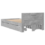 Bed Frame with Headboard Concrete Grey 75x190 cm Small Single Engineered Wood