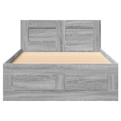 Bed Frame with Headboard without Mattress Grey Sonoma 75x190 cm Small Single