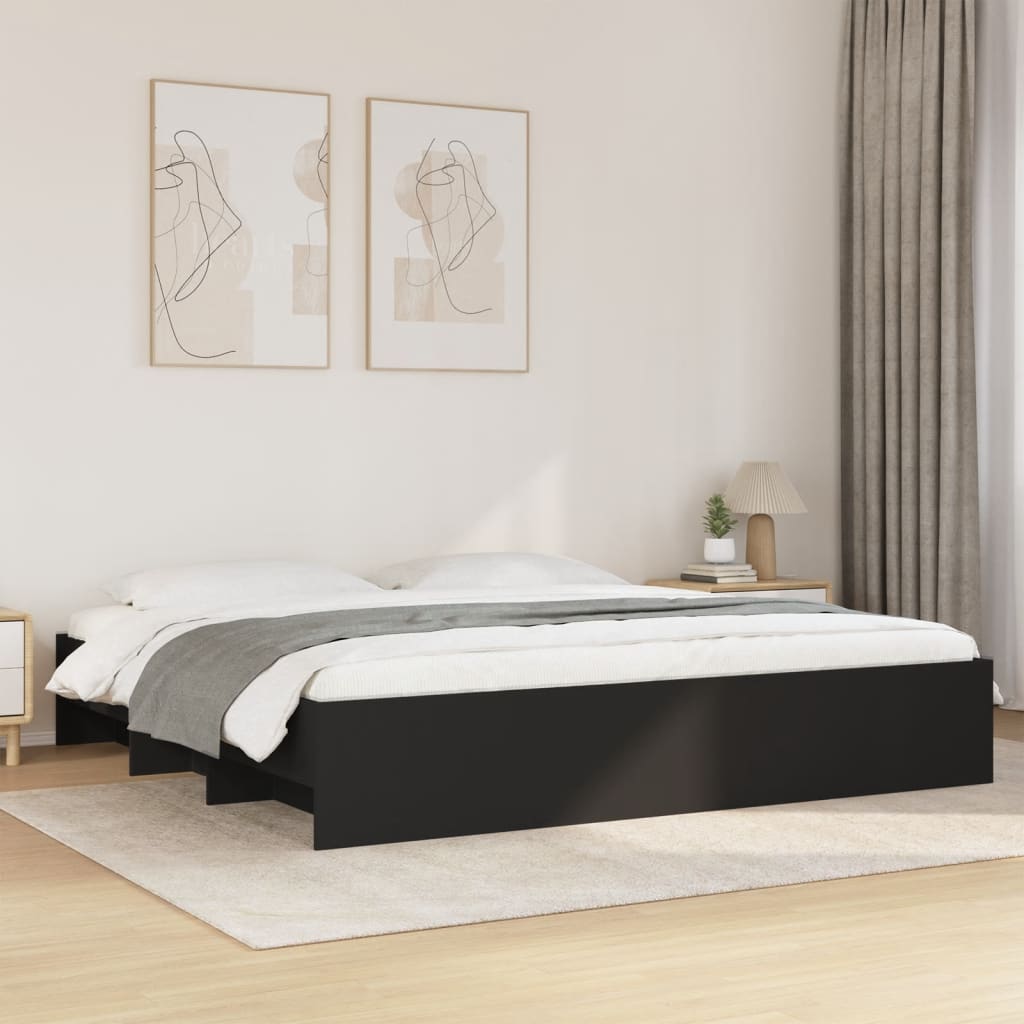 Bed Frame | Black | Engineered wood | Double Bed | Bed Frame