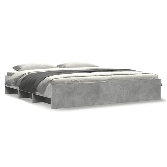 Bed Frame without Mattress Concrete Grey 200x200cm Engineered Wood