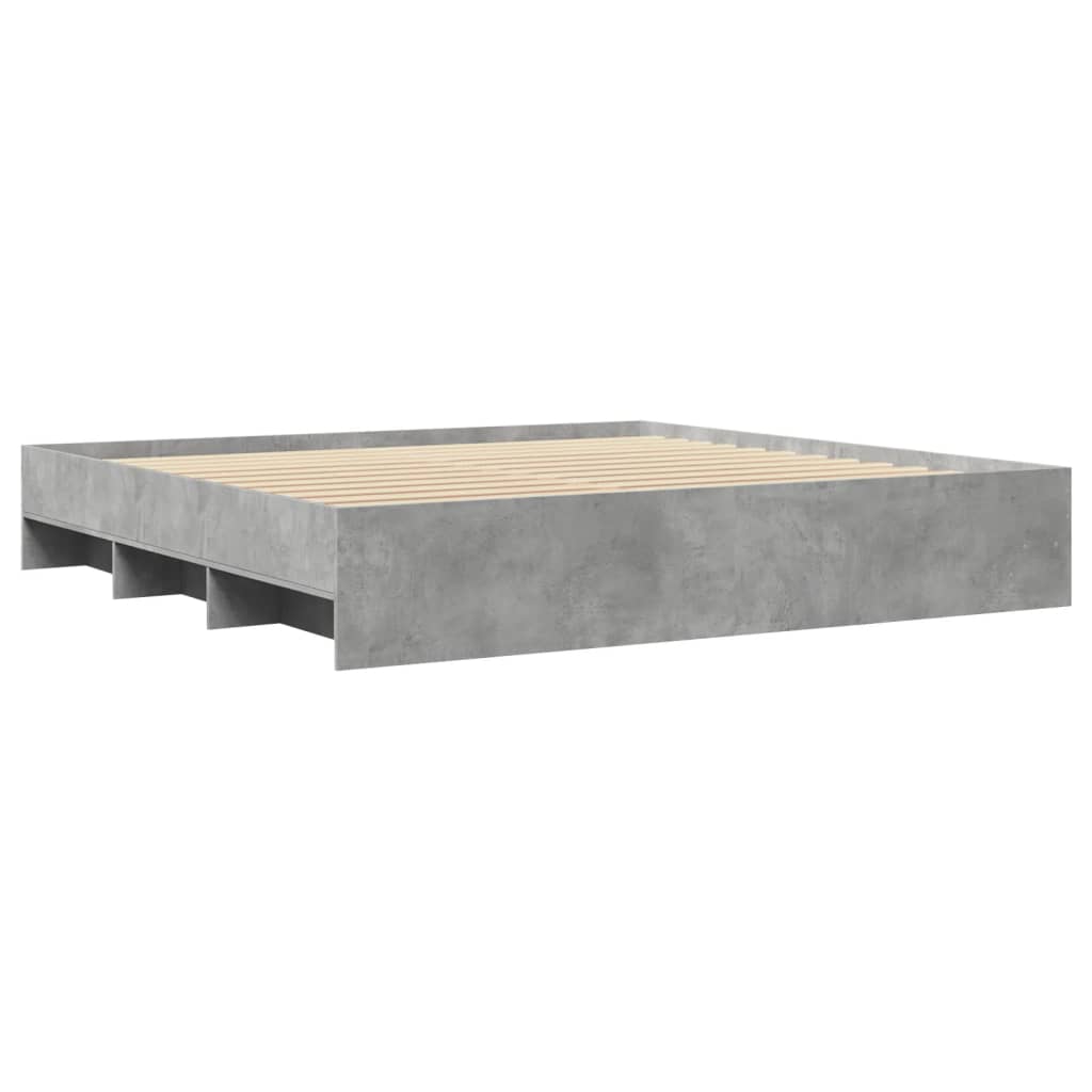 Bed Frame | Concrete Grey | Engineered Wood, Plywood | 200 x 200 cm