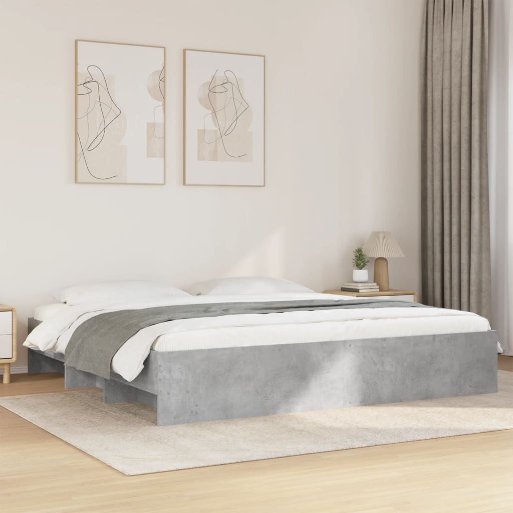 Bed Frame | Concrete Grey | Engineered Wood, Plywood | 200 x 200 cm