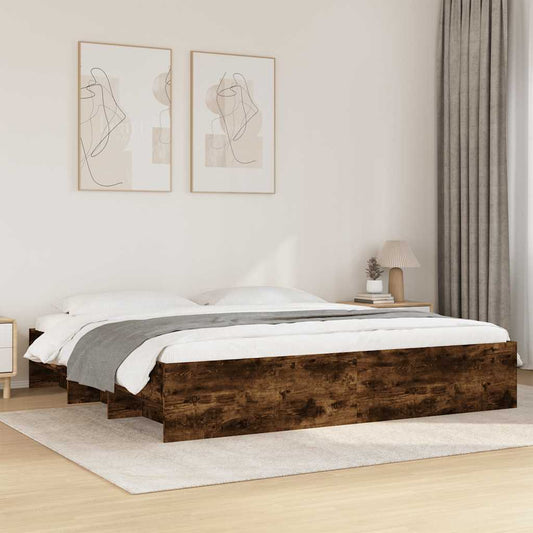 Bed Frame without Mattress Smoked Oak 200x200 cm Engineered Wood
