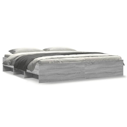 Bed Frame | Grey sonoma | Engineered wood, Plywood slats | Double