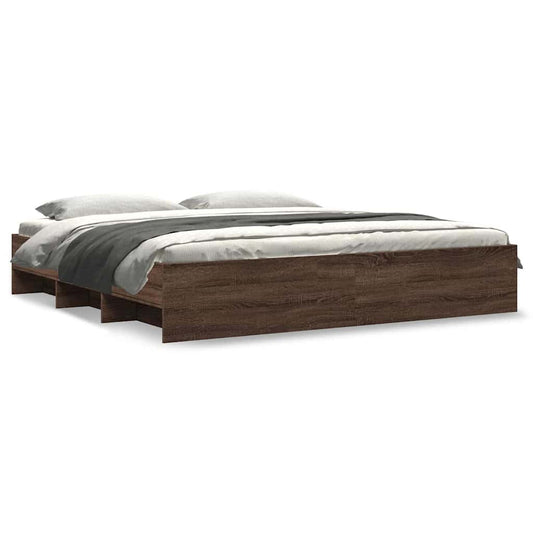 Bed Frame without Mattress Brown Oak 200x200 cm Engineered Wood