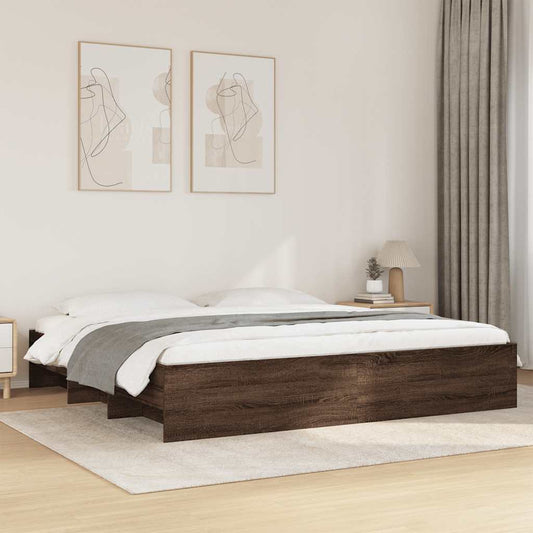 Bed Frame without Mattress Brown Oak 200x200 cm Engineered Wood