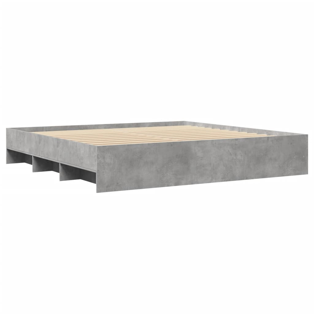 Bed Frame | Concrete Grey | Engineered wood | King | Storage | Bed Frame