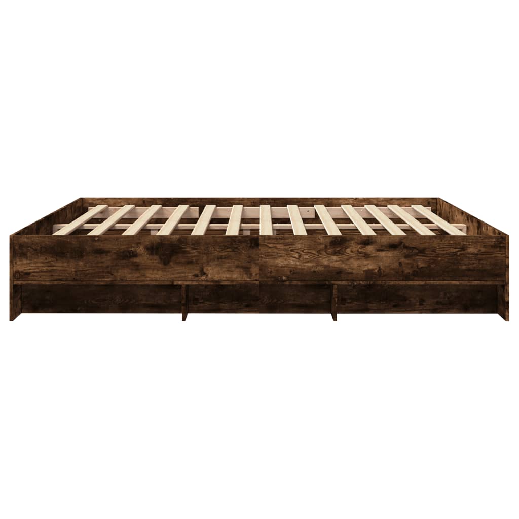 Bed Frame without Mattress Smoked Oak 180x200 cm Super King Engineered Wood