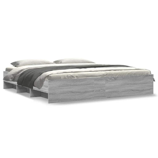 Bed Frame without Mattress Grey Sonoma 180x200 cm Super King Engineered Wood