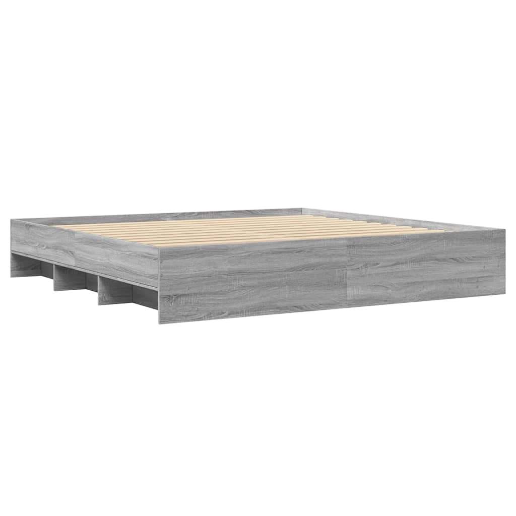 Bed Frame without Mattress Grey Sonoma 180x200 cm Super King Engineered Wood