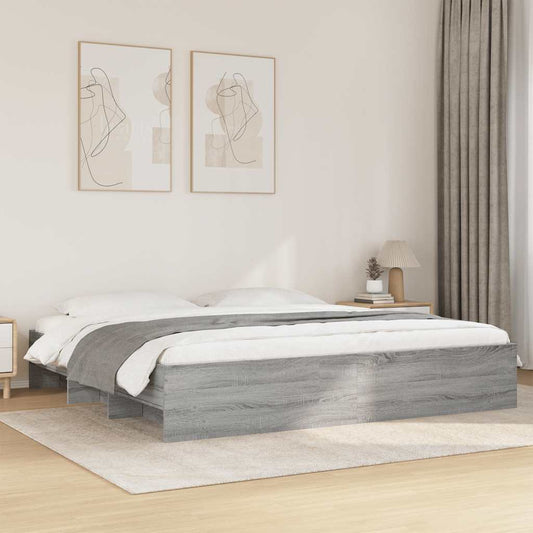 Bed Frame without Mattress Grey Sonoma 180x200 cm Super King Engineered Wood