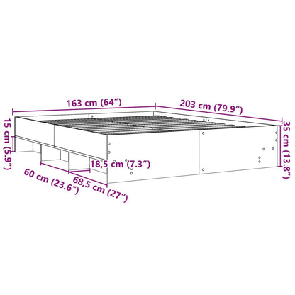 Bed Frame | Smoked Oak | Engineered wood | 160x200 cm | Bed Frame