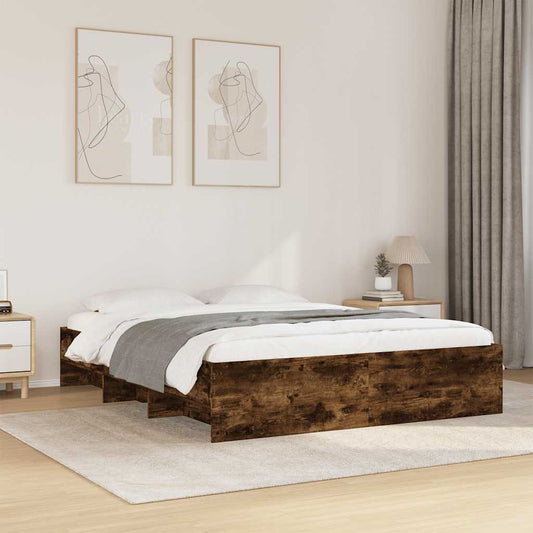 Bed Frame without Mattress Smoked Oak 160x200 cm Engineered Wood