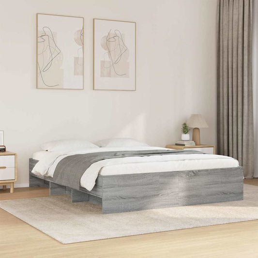 Bed Frame without Mattress Grey Sonoma 160x200 cm Engineered Wood